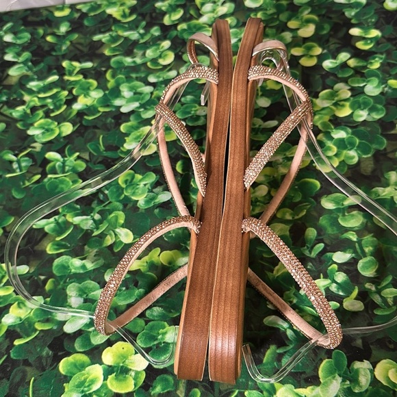 Mariella Rhinestones Glitter Toe Ring Sandals made in Italy size 9 1/2 Rose Gold - Picture 7 of 16